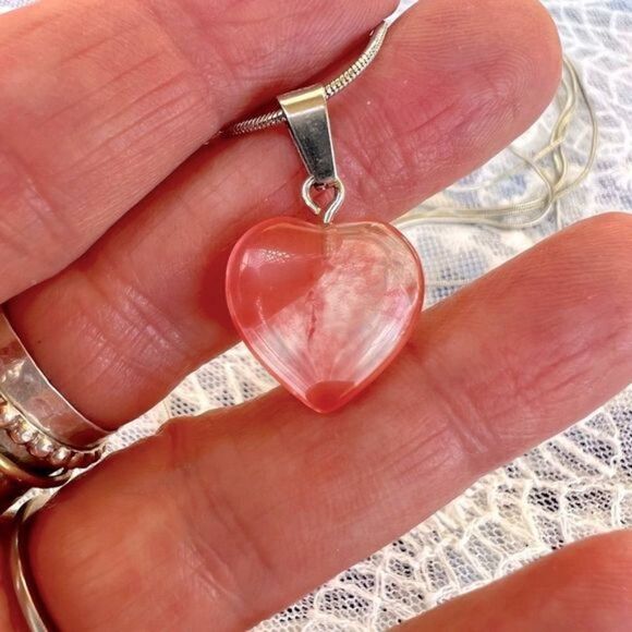 Genuine Gemstone Heart Necklace Your Choice - Picture 4 of 9